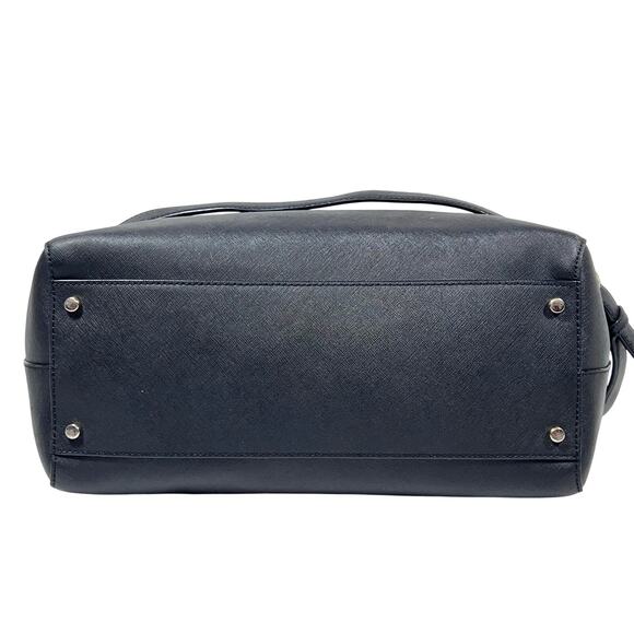 Kate Spade Large Top Handle Bag Black Leather Textured Lined Zip Button Closure - Picture 3 of 15